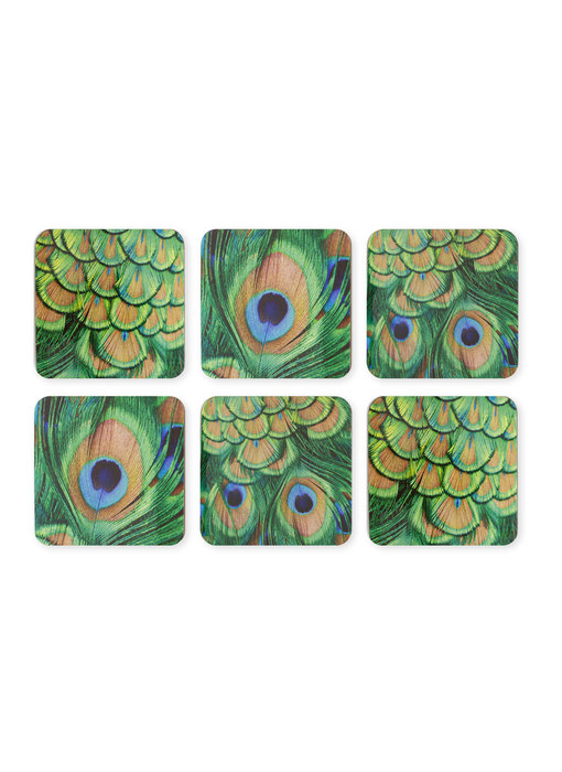 Coasters , Peacock, set of 6