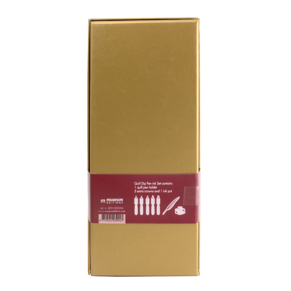 Quillpen Ink Set, goldbrown colour box with phaesant feather -  Museum-webshop