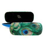 Funda de gafas, plumas de pavo real