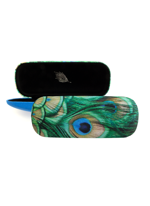 Funda de gafas, plumas de pavo real