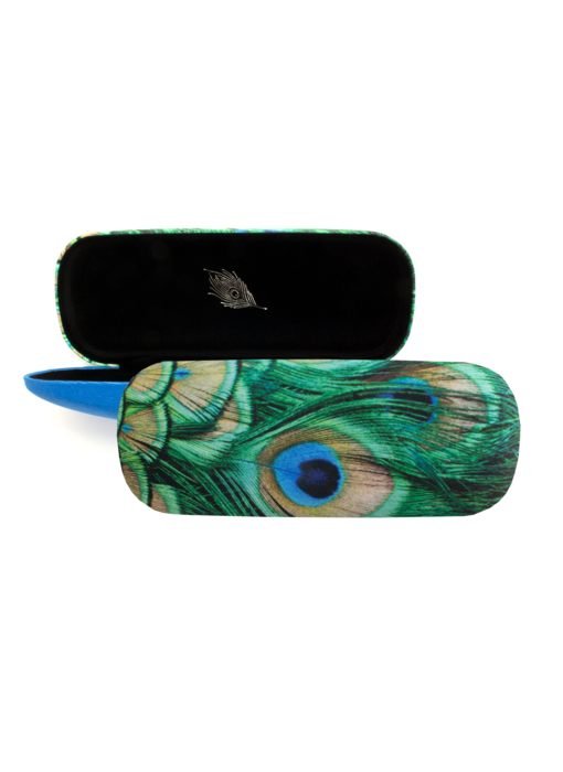 Spectacle case , peacock feathers