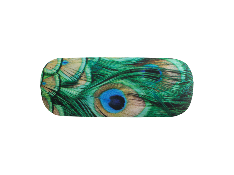 Funda de gafas, plumas de pavo real