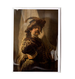 Tarjeta doble con sobre, Rembrandt, el portador de la bandera