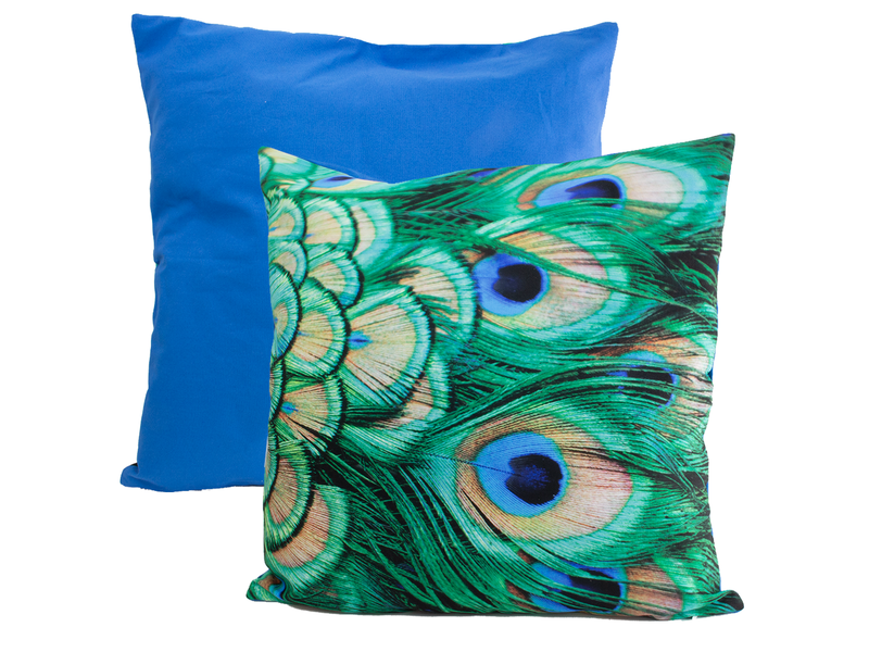 Housse de coussin, 45x45 cm, Plumes de paon