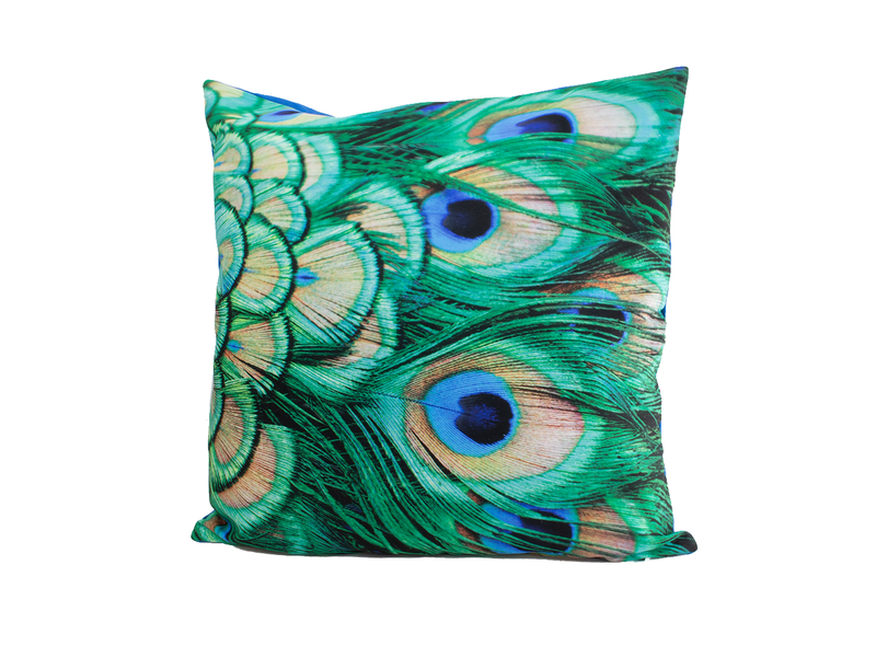 Cushion cover, 45x45 cm,  peacock feathers