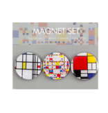 Lot de 3 aimants ronds, Piet Mondriaan