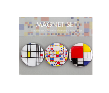 Lot de 3 magnets ronds, Piet Mondrian