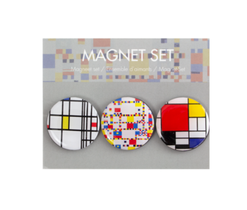 Set of 3 round magnets, Piet Mondrian