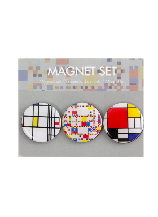 Lot de 3 magnets ronds, Piet Mondrian