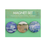 Set mit 3 runden Magneten, Monet, Seerosen