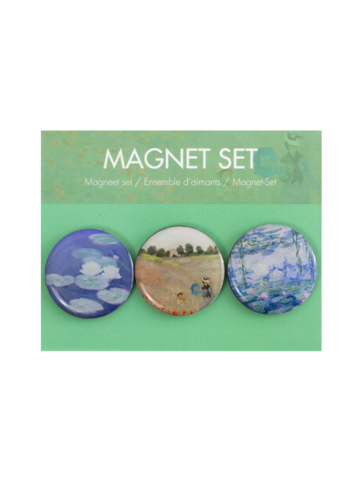 Set of 3 round magnets, Monet, Waterlilies