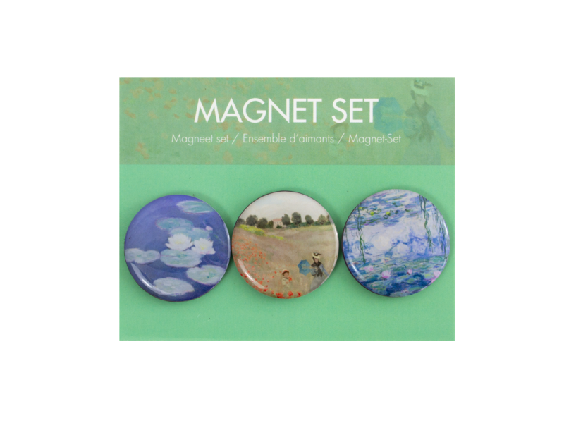 Set mit 3 runden Magneten, Monet, Seerosen