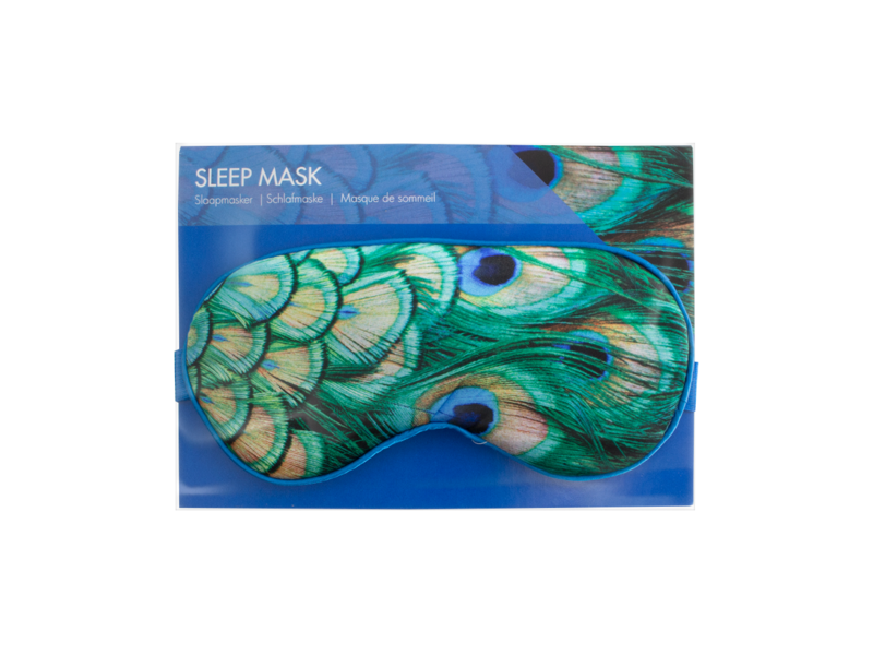 Sleeping mask, peacock feathers
