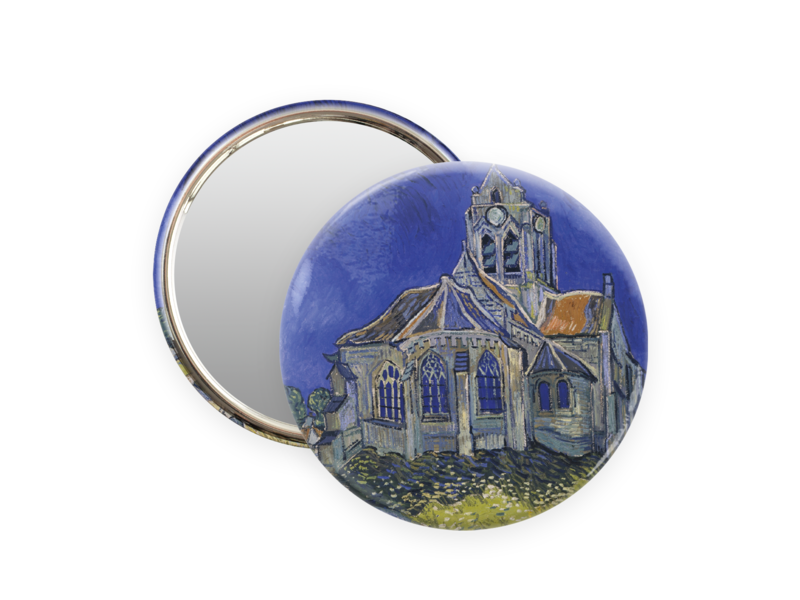 Miroir de poche,  Ø 80mm,  Van Gogh Église d'Auvers sur Oise