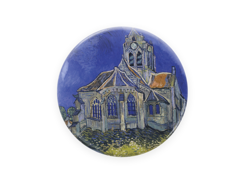 Miroir de poche,  Ø 80mm,  Van Gogh Église d'Auvers sur Oise