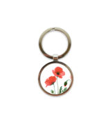 Keyring, Metal silver, Poppies