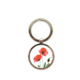 Schlüsselanhänger, Silver metall, Mohn blumen