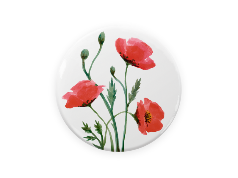 Pocket Mirror W, Ø 80 mm, Poppies