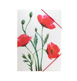 Paper file folder with elastic, A4, Poppies