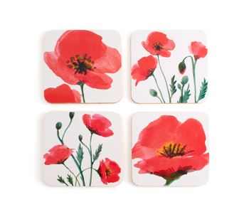 Dessous de verre, lot de 4, Coquelicots