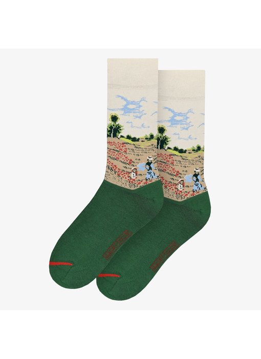 Kunstsocken, Größe 36-40, Monet, Feld mit Mohnblumen