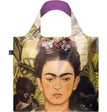 Wiederverwendbare faltbare Tragetasche, Gemälde von Frida Kahlo, Portrait mit Kolibri