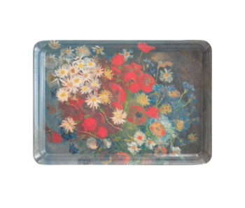 Plateau de service mini, 21 x 14 cm, Van Gogh, Nature morte aux fleurs des champs et aux roses