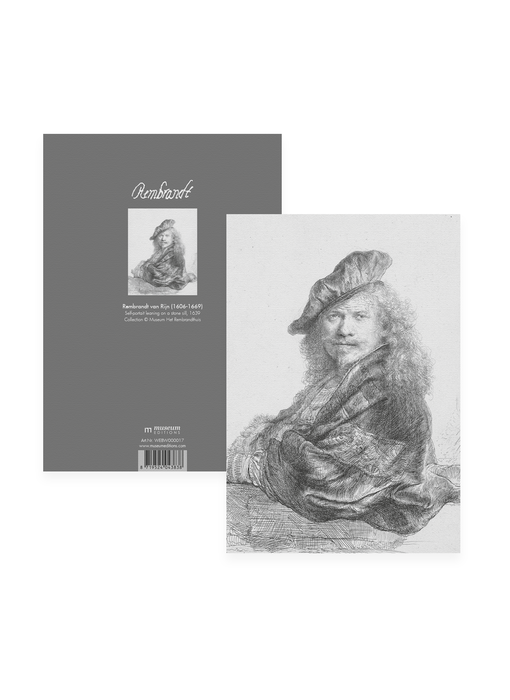 Cahier d'exercices, A5,autoportrait s'appuyant sur un rebord de pierre, Rembrandt