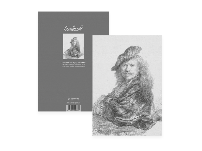 Exercise book , A5,   Self-portrait leaning on a stone sill, Rembrandt