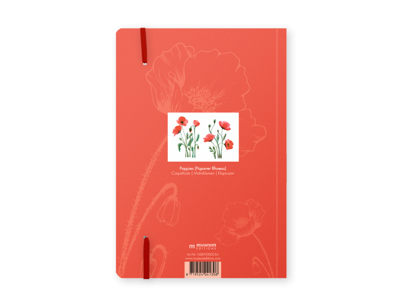 Cuaderno de tapa blanda, A5, Amapolas