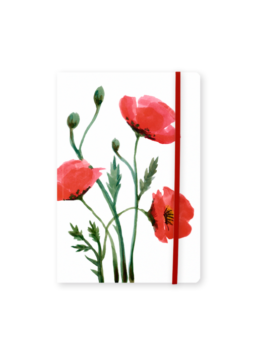 Carnet à couverture souple, A5, Coquelicots