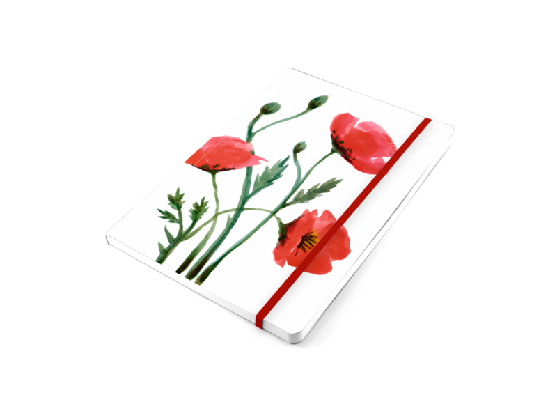 Cuaderno de tapa blanda, A5, Amapolas