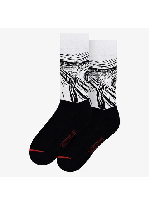 Chaussettes d'art, taille 40-46, Edvard Munch, Le Cri, noir et blanc