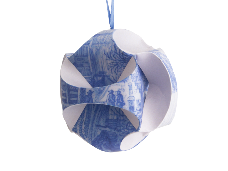 DIY Paper Christmas Ball ,  Delft Blue, Frytom