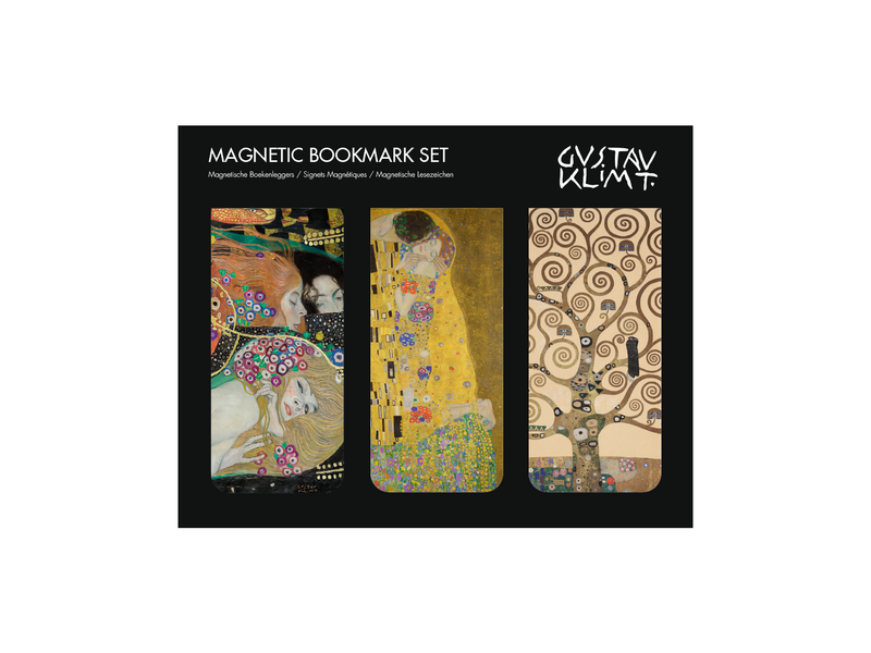 Marcapáginas magnético, Juego de 3, Klimt: Beso, Árbol, Serpientes