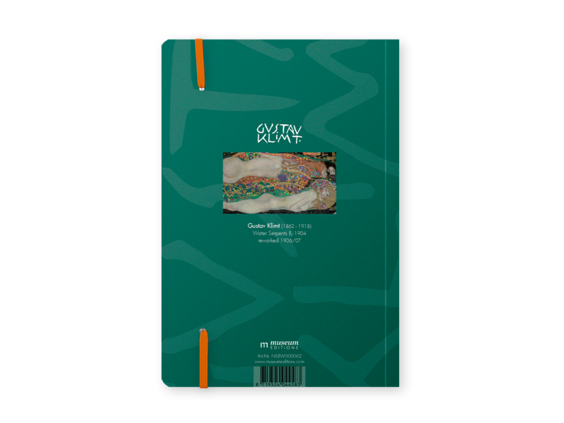 Cuaderno de tapa blanda, A5, Gustav Klimt, serpientes de agua 2