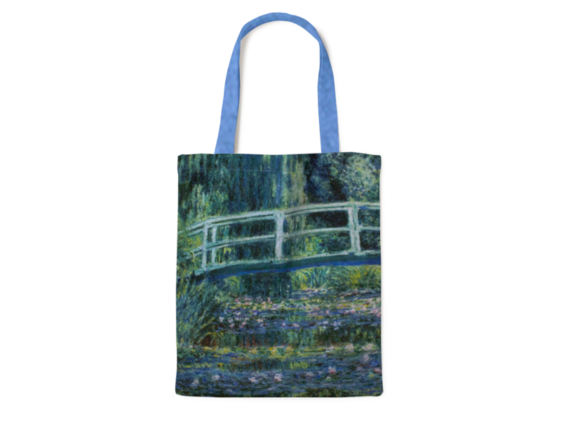Cotton Tote Bag with lining,  Monet, Japanese bridge