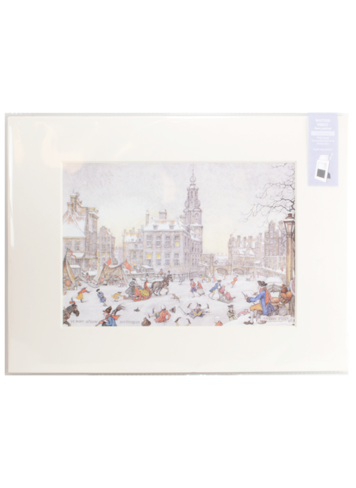 Matted print with reproduction, XL, Anton Pieck, Amsterdam Ice Scene