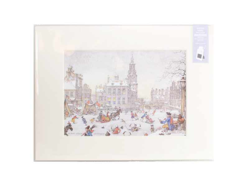 Passe-partout , 40 x 30 cm,  Anton Pieck, Scène de glace d'Amsterdam