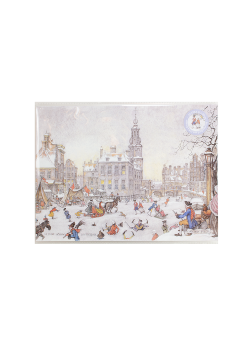 Poster, Mini A4, Anton Pieck, Eisszene Amsterdamkus