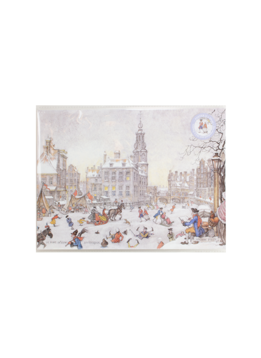 Póster, Mini A4, Anton Pieck, escena de hielo de Ámsterdam