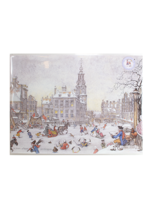 Mini  Poster A3,  Anton Pieck, escena de hielo de Ámsterdam