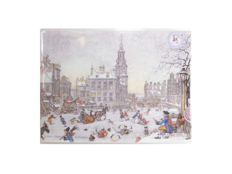 Reproduction A3, Anton Pieck, Scène de glace d'Amsterdam