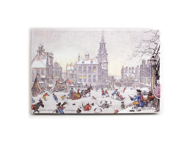 Maestros en madera,  Anton Pieck, escena de hielo de Ámsterdam