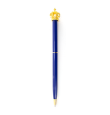 Stylo bille bleu avec couronne dorée