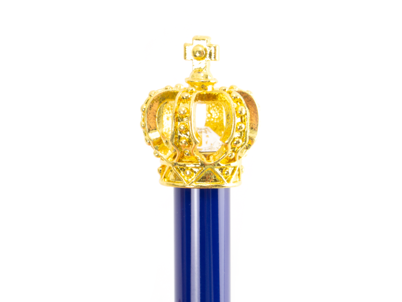Blauer Kugelschreiber mit goldener Krone