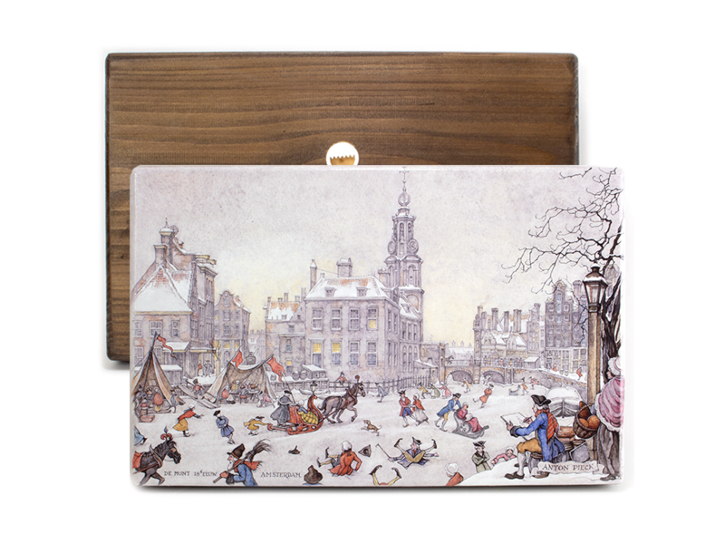 Maestros en madera,  Anton Pieck, escena de hielo de Ámsterdam