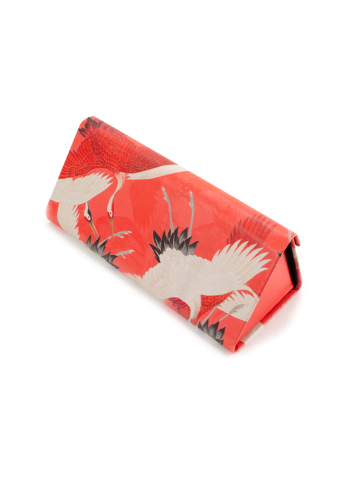 Estuche plegable para gafas ,Grullas blancas y rojas