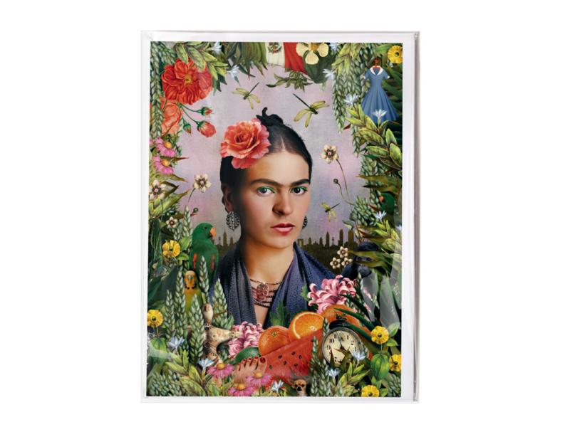 Double card with envelope ,   inspired by  Frida Kahlo
