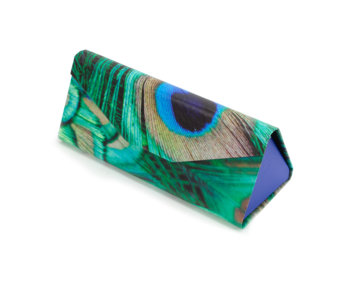 Foldable spectacle case , Peacock feathers